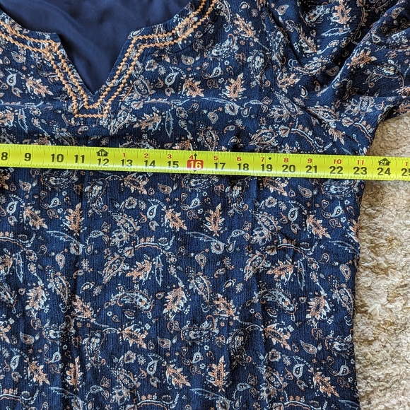 SOLD Market Spruce Womens 2X Navy Blue Paisley Embroidered 3/4 Sleeve Tunic - Picture 6 of 10